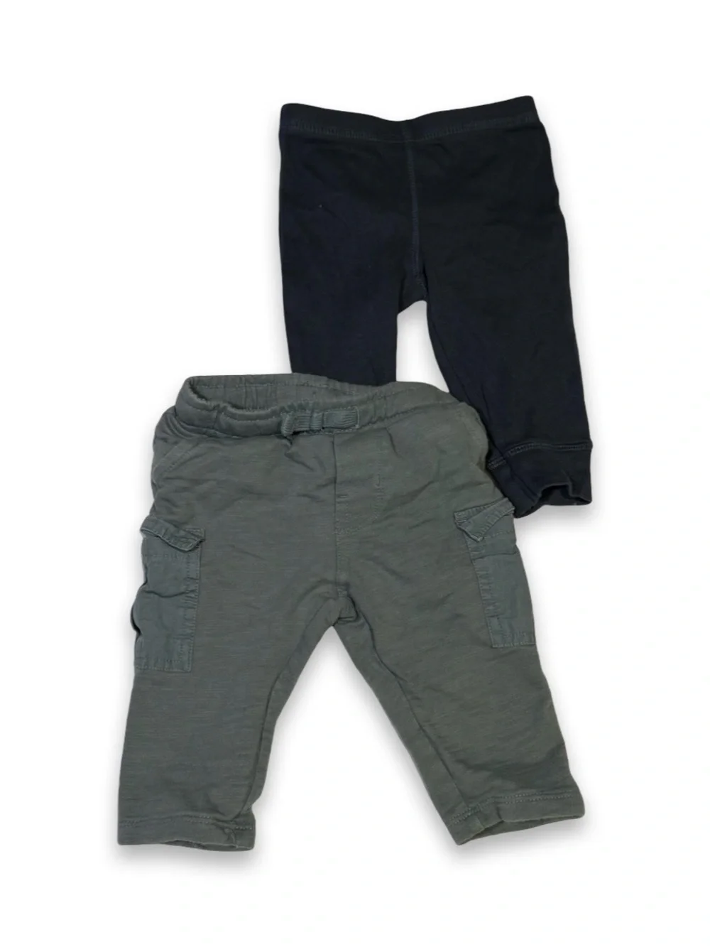 Set of 2 Pants - Black Truck Applique Leggings and Olive Cargo Pants— Baby, 6M